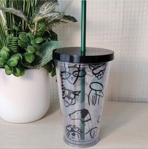 Starbucks 2014 Limited Edition Doodle Dogs Tennis Ball 16 oz. Arcrylic Tumbler